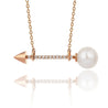 SHIVA Rose Gold Pearl Arrow Bar Necklace