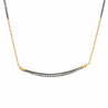 "Kelly" 22K Gold & Oxidized Silver Diamond Pave Bar Necklace