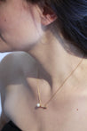 SHIVA Rose Gold Pearl Arrow Bar Necklace