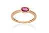 14K Satin Brushed Gold Oval Pink Sapphire & Diamond Ring